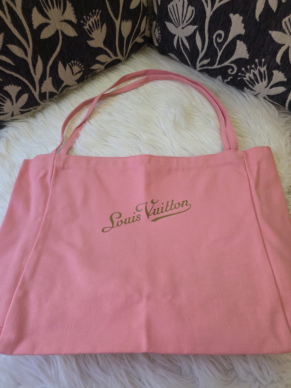 Pink Canvas Tote Bag With Slim Handles - Picture 4 of 9